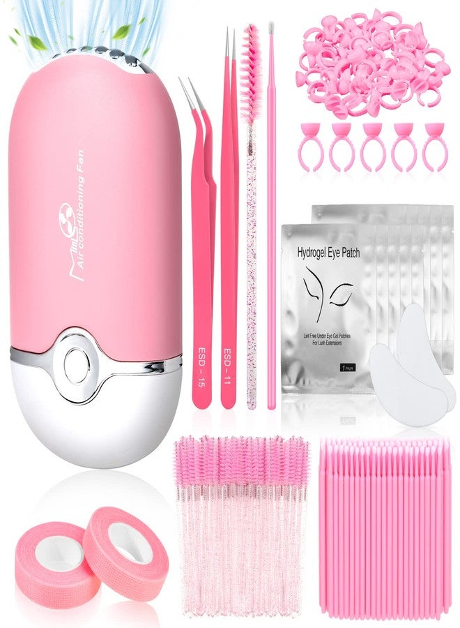 Modacraft Eyelash Extension Supplies Kit for Beginners with USB Air Conditioning Blower 2 Lash Tweezers, 100 Mascara Brushes, 50 Micro Applicators 50 Ring Cup Holders, 2 Tapes 10 Eye Gel Pads - Image 1
